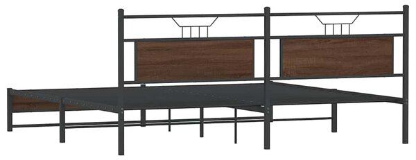 Metalni okvir kreveta bez madraca smeđa boja hrasta 193x201 cm - Smeđa / 193 x 201 cm
