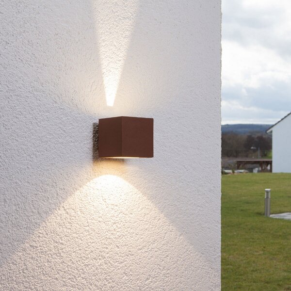 Lucande LED vanjska zidna svjetiljka Jarno, hrđa, metal, 9cm, Smeđa / hrđa, Metal