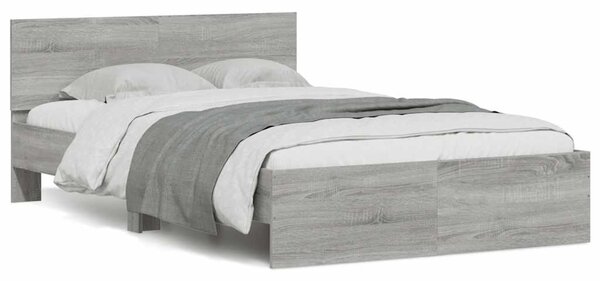 Okvir kreveta s uzglavljem i LED boja hrasta 135x190 cm - Siva / 135 x 190 cm