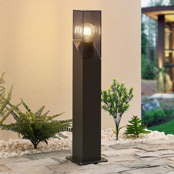 Lucande postolje svjetlo Fiola, 60 cm, antracit, IP54, prigušiva, Crno, Metal