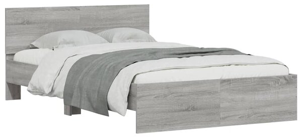 Okvir kreveta s uzglavljem i LED boja hrasta 135x190 cm - Siva / 135 x 190 cm