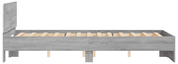 Okvir kreveta s uzglavljem i LED boja hrasta 135x190 cm - Siva / 135 x 190 cm
