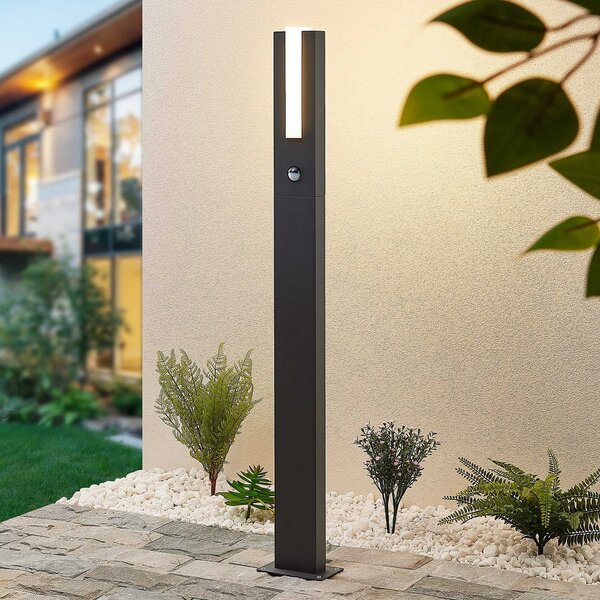 Lucande LED stazna svjetiljka Virgalia, detektor pokreta, 100 cm, IP54, Crno, Aluminij
