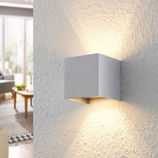 Arcchio zidna svjetiljka Zuzana, četvrtasta, u boji aluminija, G9, 10 cm, prigušiva, Metalik, Dnevni boravak/blagovaonica, Aluminij