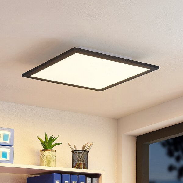 Lindby LED panel Nelios, 40 x cm, CCT, crni, metal, prigušiva, Crno, Kuhinja, Plastika