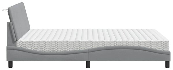 Krevet s madracem Hanko svjetlosivi 120 x 200 cm od tkanine - Siva / 120 x 200 cm
