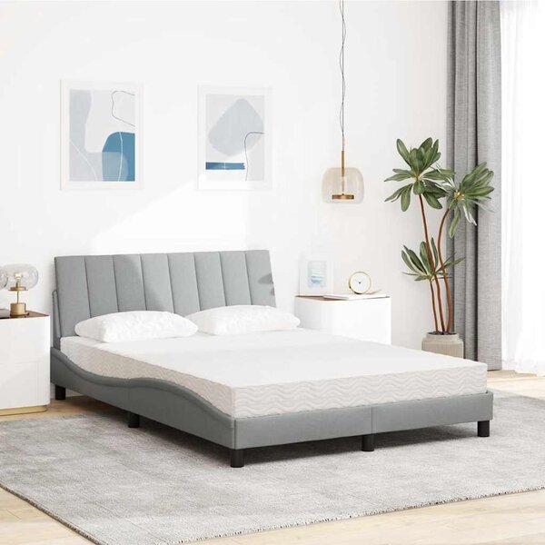 Krevet s madracem Hanko svjetlosivi 120 x 200 cm od tkanine - Siva / 120 x 200 cm