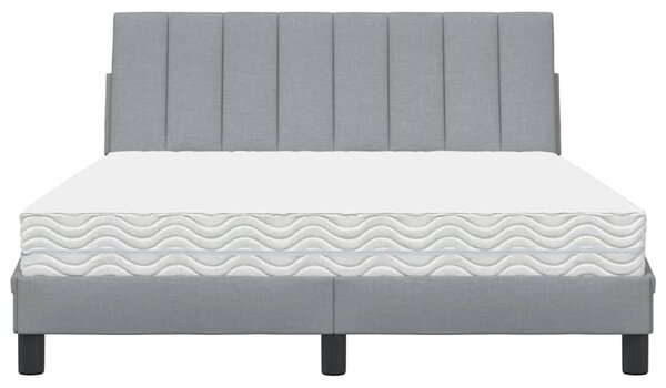 Krevet s madracem Hanko svjetlosivi 120 x 200 cm od tkanine - Siva / 120 x 200 cm