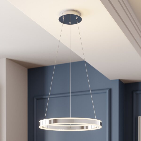 Lucande LED visilica Lyani, Ø 50 cm, krom, prigušiva, prigušiva, Metalik, Dnevni boravak/blagovaonica, Metal