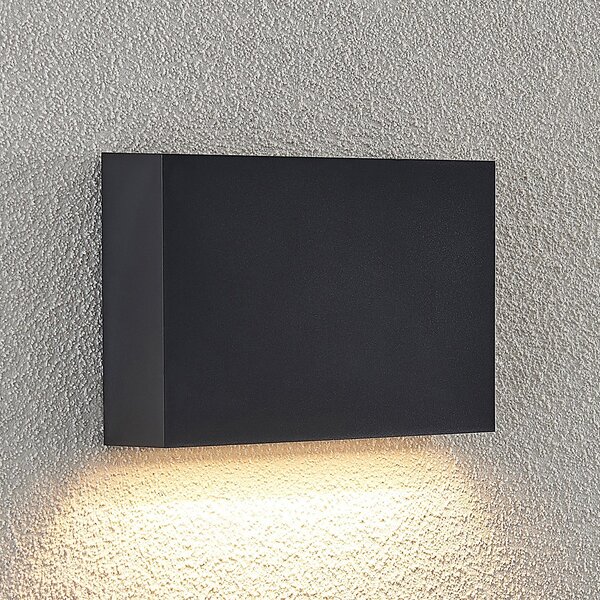 Lindby LED vanjska zidna svjetiljka Jarte, 20 cm, donja, siva, IP65, Crno, Plastika, Zidna utičnica ispod