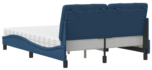 Krevet s madracem plavi 140 x 190 cm od tkanine - Plava / 140 x 190 cm