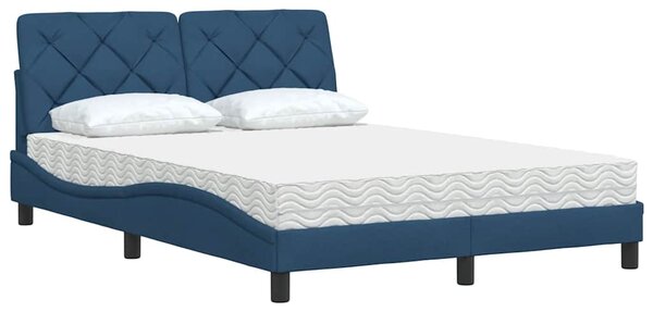Krevet s madracem plavi 140 x 190 cm od tkanine - Plava / 140 x 190 cm
