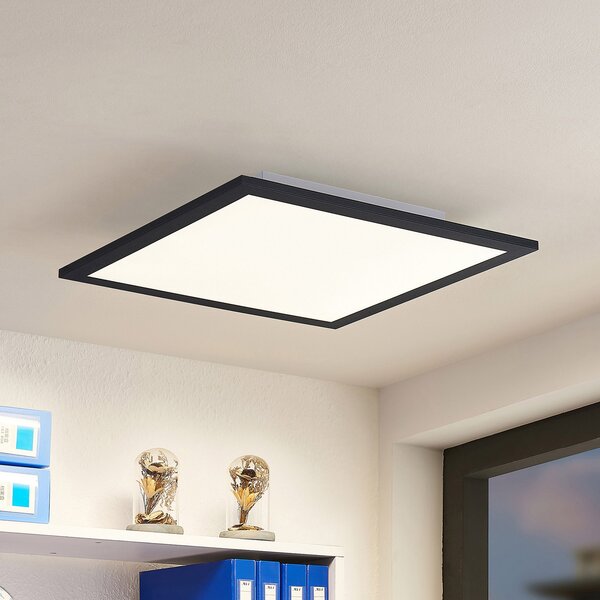 Lindby LED panel Nelios, 40 x cm, 4.000K, crna, metal, Crno, Kuhinja, Plastika