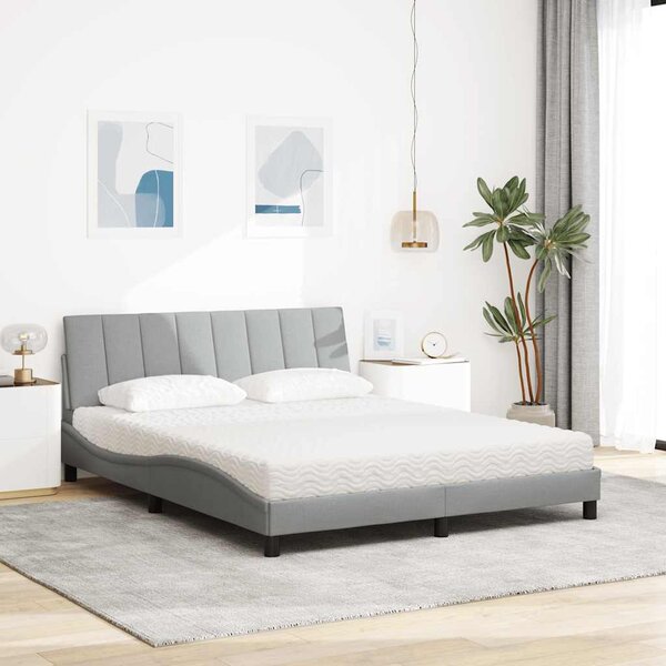 Krevet s madracem Hanko svjetlosiva 160x200 cm tkanina - Siva / 160 x 200 cm