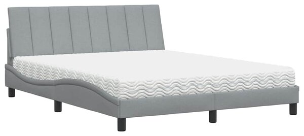 Krevet s madracem Hanko svjetlosiva 160x200 cm tkanina - Siva / 160 x 200 cm