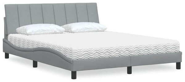 Krevet s madracem Hanko svjetlosiva 160x200 cm tkanina - Siva / 160 x 200 cm