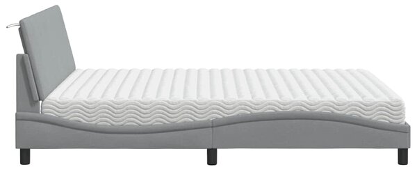 Krevet s madracem Hanko svjetlosiva 160x200 cm tkanina - Siva / 160 x 200 cm
