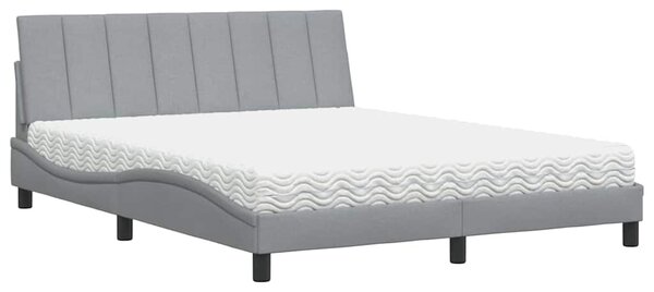 Krevet s madracem Hanko svjetlosiva 160x200 cm tkanina - Siva / 160 x 200 cm