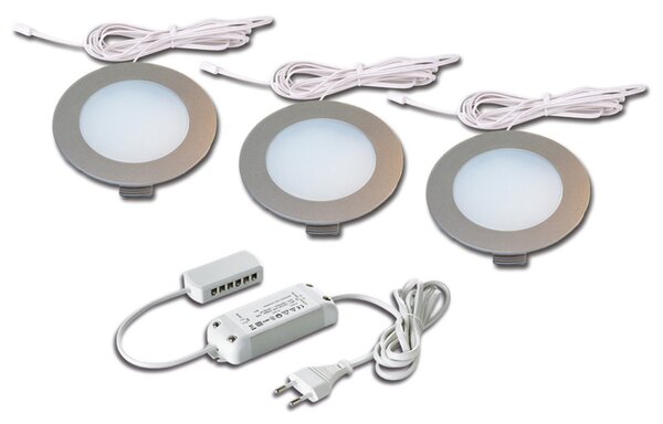 Hera Ugradna svjetiljka FR 78-LED set od 3 kom toplo bijele boje, Metalik, Dnevni boravak/blagovaonica, Plastika, Montaža namještaja