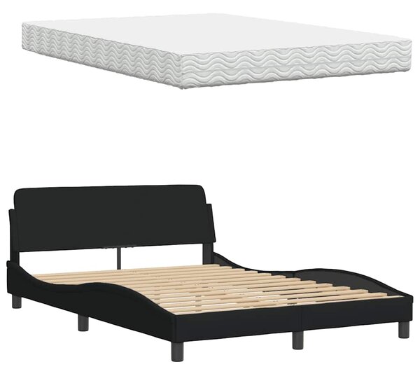 Krevet s madracem Hanko crni 120 x 200 cm od tkanine - Crna / 120 x 200 cm