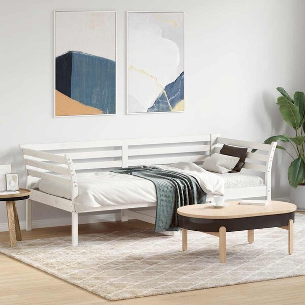 Dnevni krevet bez madraca bijeli 75x190 cm od masivne borovine - Bijela / 75 x 190 cm