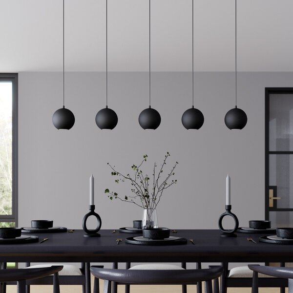 HELAM Viseća lampa Midway, crna, 5 žarulja, duljina 105 cm, GU10, Crno, Dnevni boravak/blagovaonica, Metal