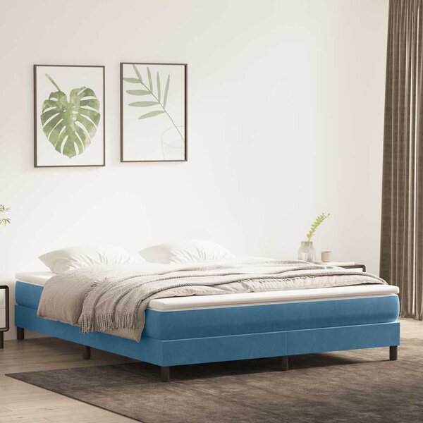 Box Spring krevet bez madracem tamnoplavi 180x220 cm baršun - Plava / 180 x 220 cm