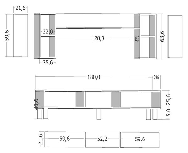 Zondo.hr Set za dnevni boravak Simplicado (hrast + bijela). Akcija -31%. 1121662
