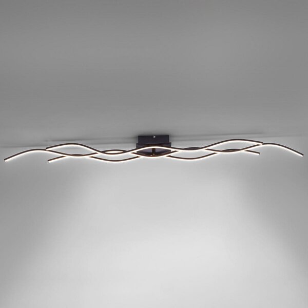 JUST LIGHT. GmbH LED stropna svjetiljka Wave 3,000K 137,5x16cm crna, Crno, Dnevni boravak/blagovaonica, Metal