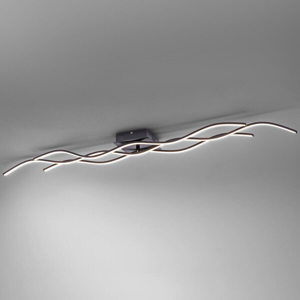 JUST LIGHT. GmbH LED stropna svjetiljka Wave 3,000K 137,5x16cm crna, Crno, Dnevni boravak/blagovaonica, Metal