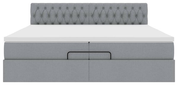 Otomanski krevet s madracem svijetlosivi 200x200 cm tkanine - Siva / 200 x 200 cm