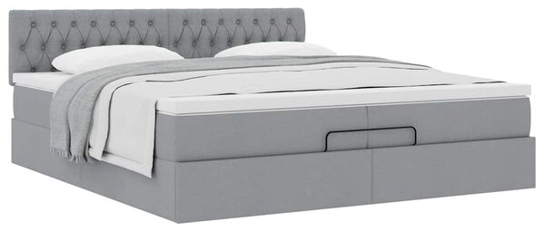 Otomanski krevet s madracem svijetlosivi 200x200 cm tkanine - Siva / 200 x 200 cm