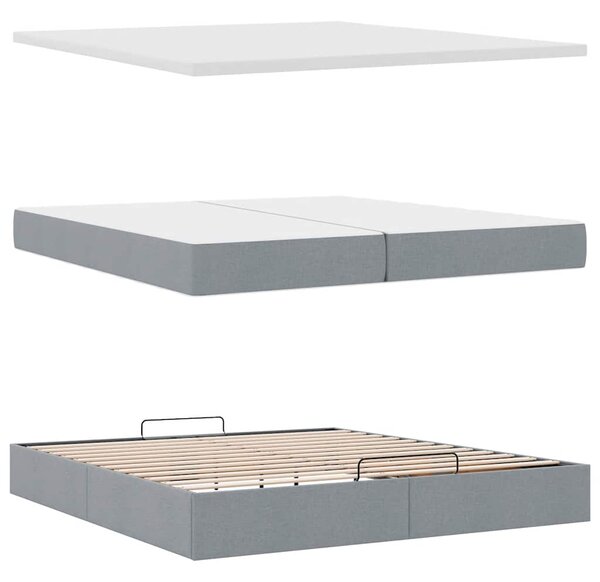 Otomanski krevet s madracem svijetlosivi 200x200 cm tkanine - Siva / 200 x 200 cm