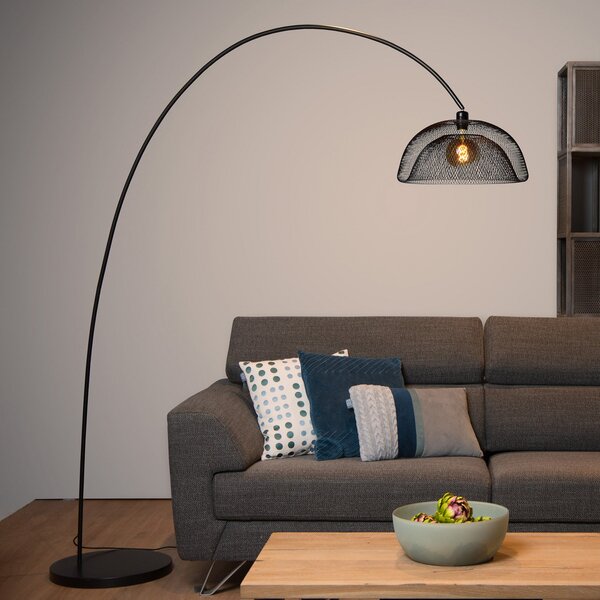 Lucide Podna lampa Mesh, crna, lučna svjetiljka, Crno, Dnevni boravak/blagovaonica, Metal