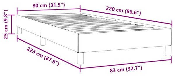 Box Spring krevet bez madracem svijetlo sivi 80x220 cm samt - Siva / 80 x 220 cm