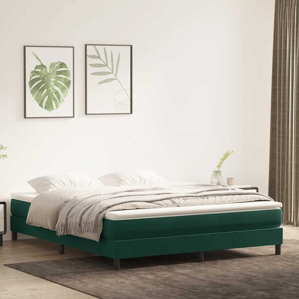Krevet s oprugama bez madracem tamnozeleni 180x210cm baršunasti - Zelena / 180 x 210 cm
