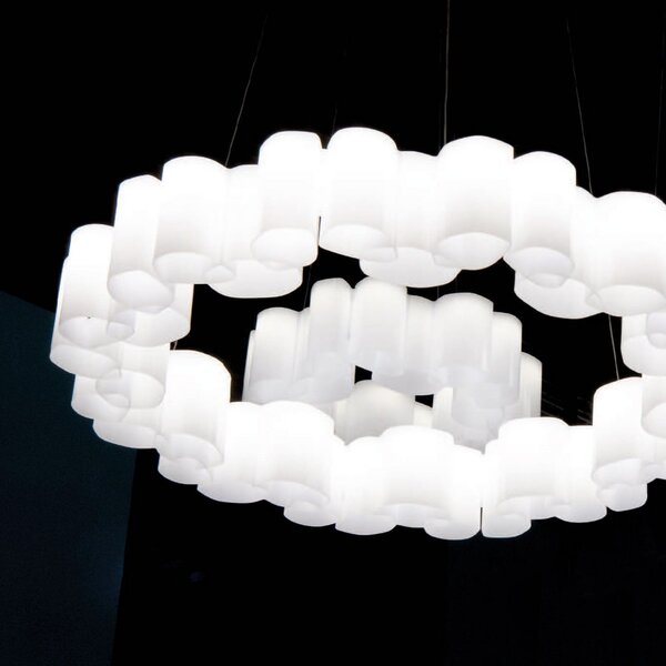 Stilnovo LED viseća svjetiljka Honey, prigušljiva, okrugla, 58 cm, prigušiva, Bijela, Dnevni boravak/blagovaonica, Plastika