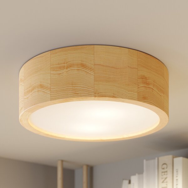 TEMAR LIGHTING Cleo stropno svjetlo, Ø 27,5 cm, 2 žarulje, borovina, E27, prigušiva, Drvo, Dnevni boravak/blagovaonica, Drvo