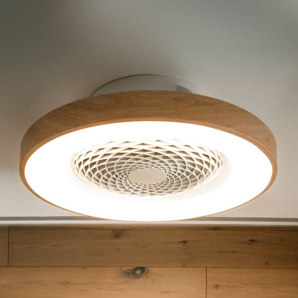 Mantra Iluminación Tibet pametni LED stropni ventilator, s efektom drva, tih, Ø 65 cm, prigušiva, Dnevni boravak/blagovaonica, Metal