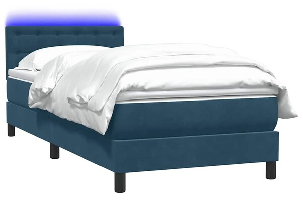 Box Spring krevet s madracem i LED tamnoplavi 80x220 cm baršunasti - Plava / 80 x 220 cm