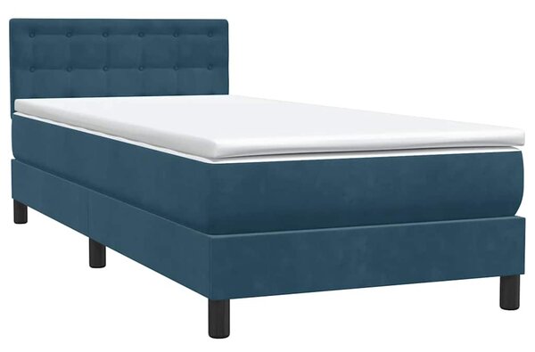 Box Spring krevet s madracem i LED tamnoplavi 80x220 cm baršunasti - Plava / 80 x 220 cm