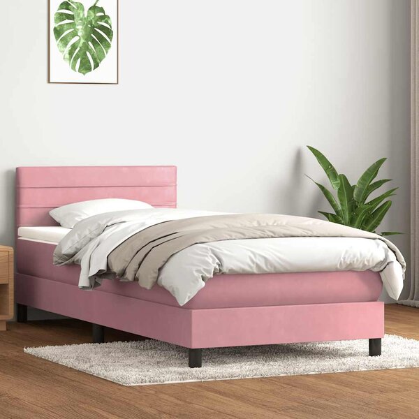 Box Spring krevet s madracem i LED ružičasti 80 x 220 cm baršunasti - Ružičasti / 80 x 220 cm