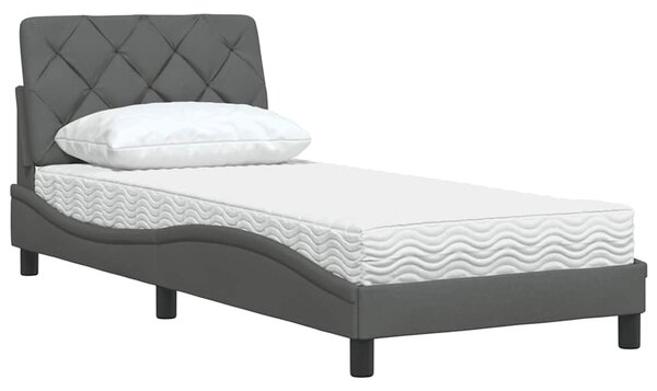 Krevet s madracem tamnosivi 90x200 cm od tkanine - Siva / 90 x 200 cm