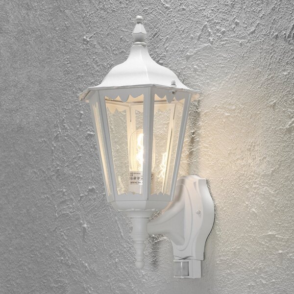 Konstsmide Vanjska zidna lampa Firenze sa senzorom, stojeća, bijela, Bijela, Metal, fenjer
