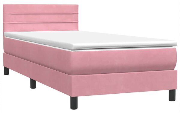 Box Spring krevet s madracem i LED ružičasti 80 x 220 cm baršunasti - Ružičasti / 80 x 220 cm