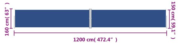 Uvlačiva bočna tenda plava 160 x 1200 cm - Plava / 160 x 1200 cm