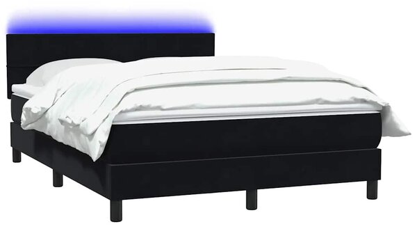 Box Spring krevet s madracem i LED crni 160x210 cm baršunasti - Crna / 160 x 210 cm