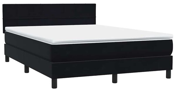 Box Spring krevet s madracem i LED crni 160x210 cm baršunasti - Crna / 160 x 210 cm