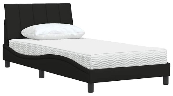 Krevet s madracem Hanko crni 100 x 200 cm od tkanine - Crna / 100 x 200 cm