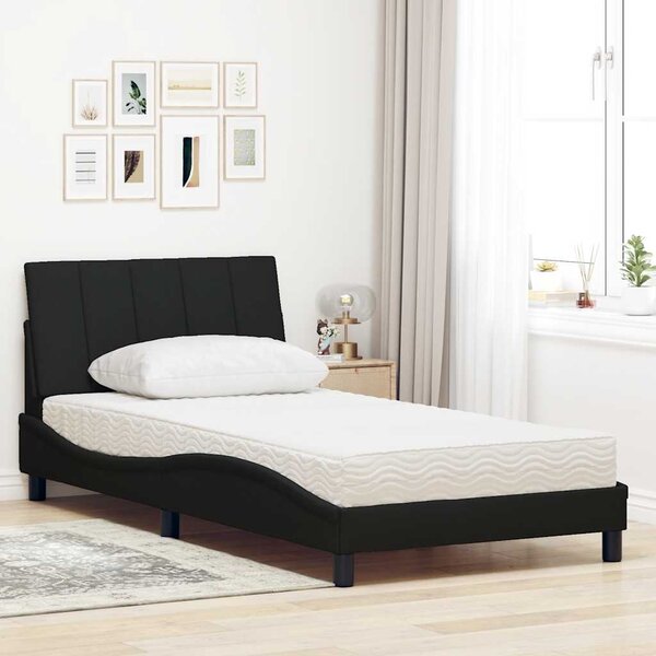 Krevet s madracem Hanko crni 100 x 200 cm od tkanine - Crna / 100 x 200 cm